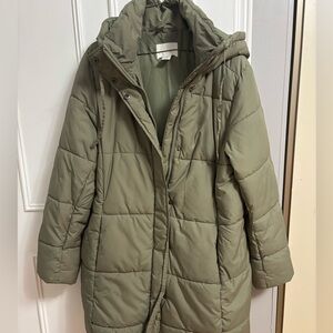 Olive Green Hooded Puffer Coat from H&M